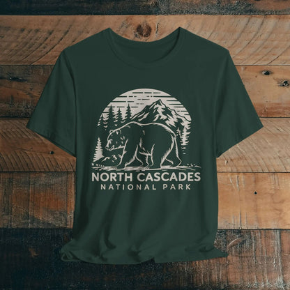 North Cascades National Park nature graphic t-shirt shown in lifestyle or modeled setting