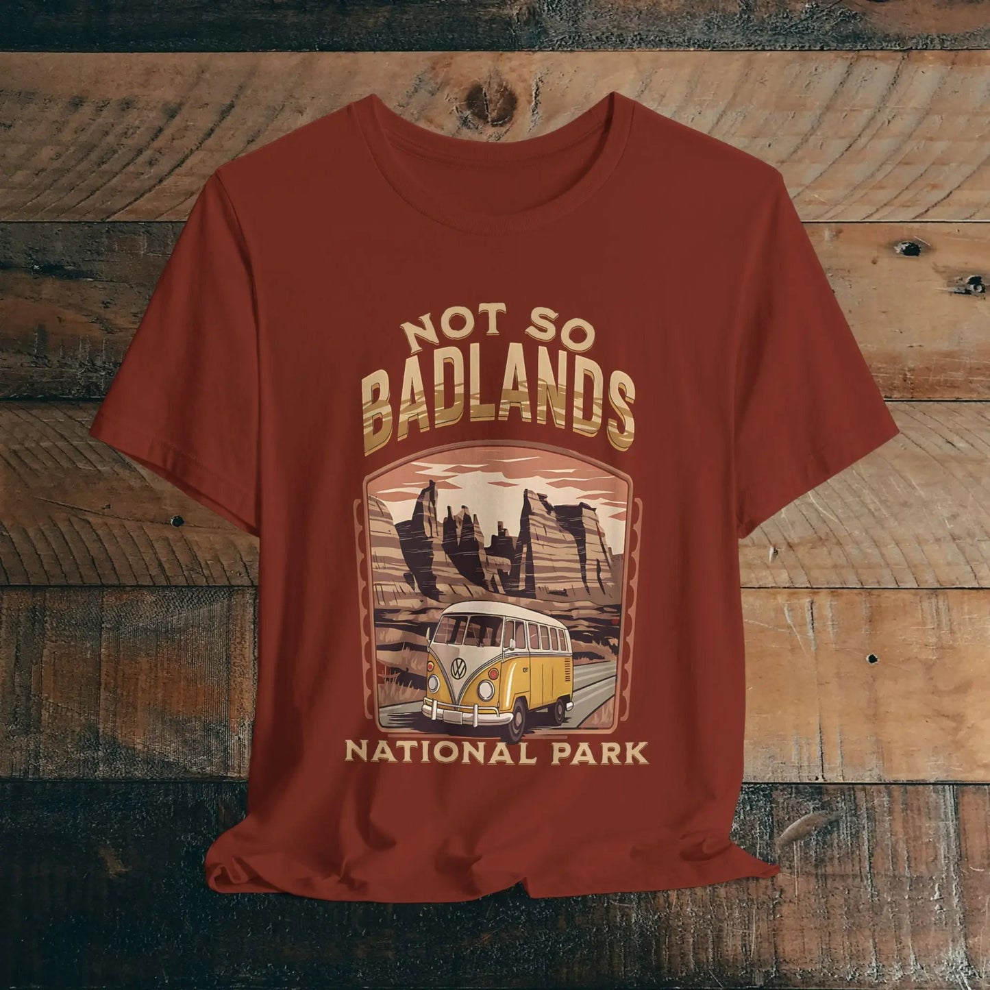 Not So Bad Badlands National Park VW bus graphic t-shirt detail or alternate product view