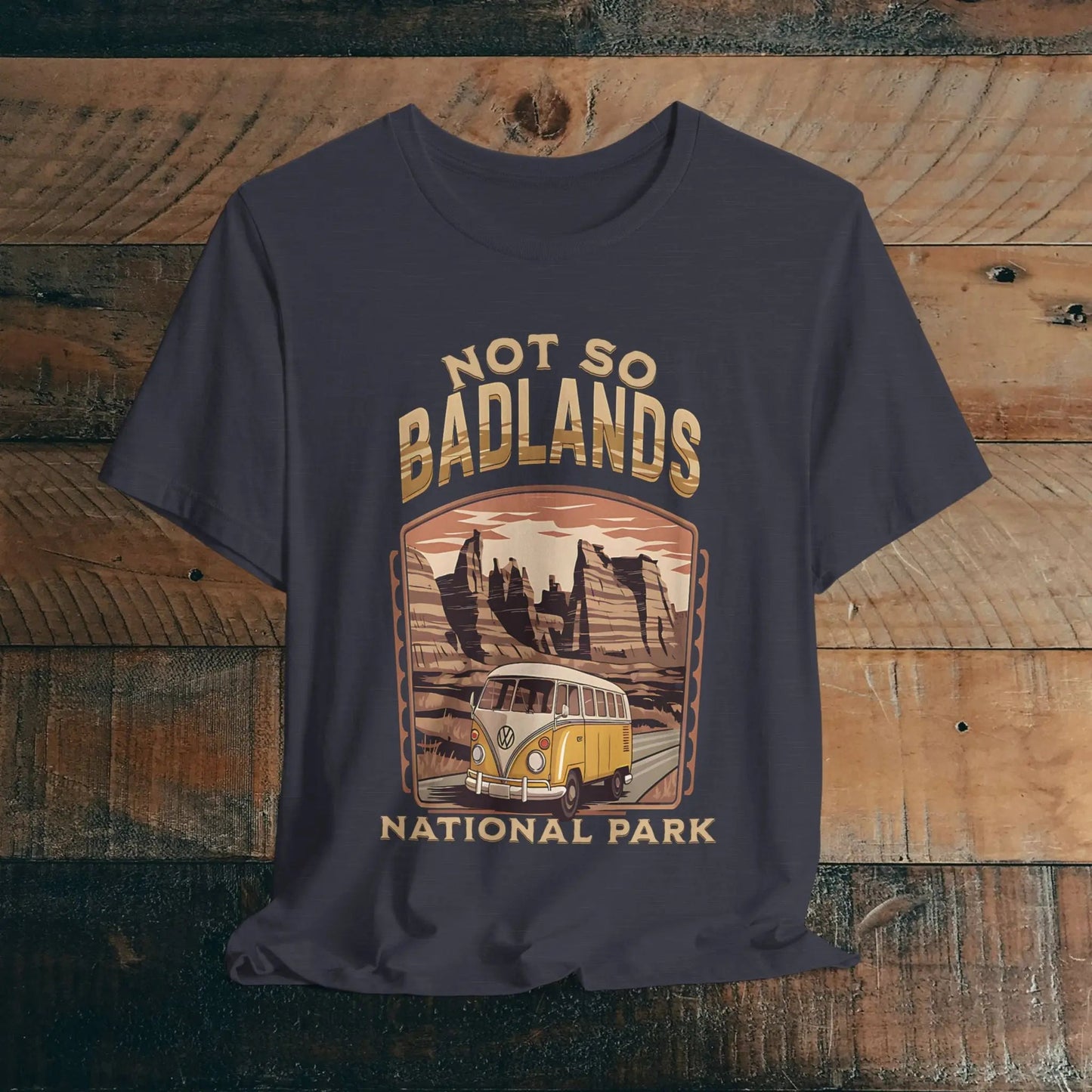 Not So Bad Badlands National Park VW bus graphic t-shirt detail or alternate product view