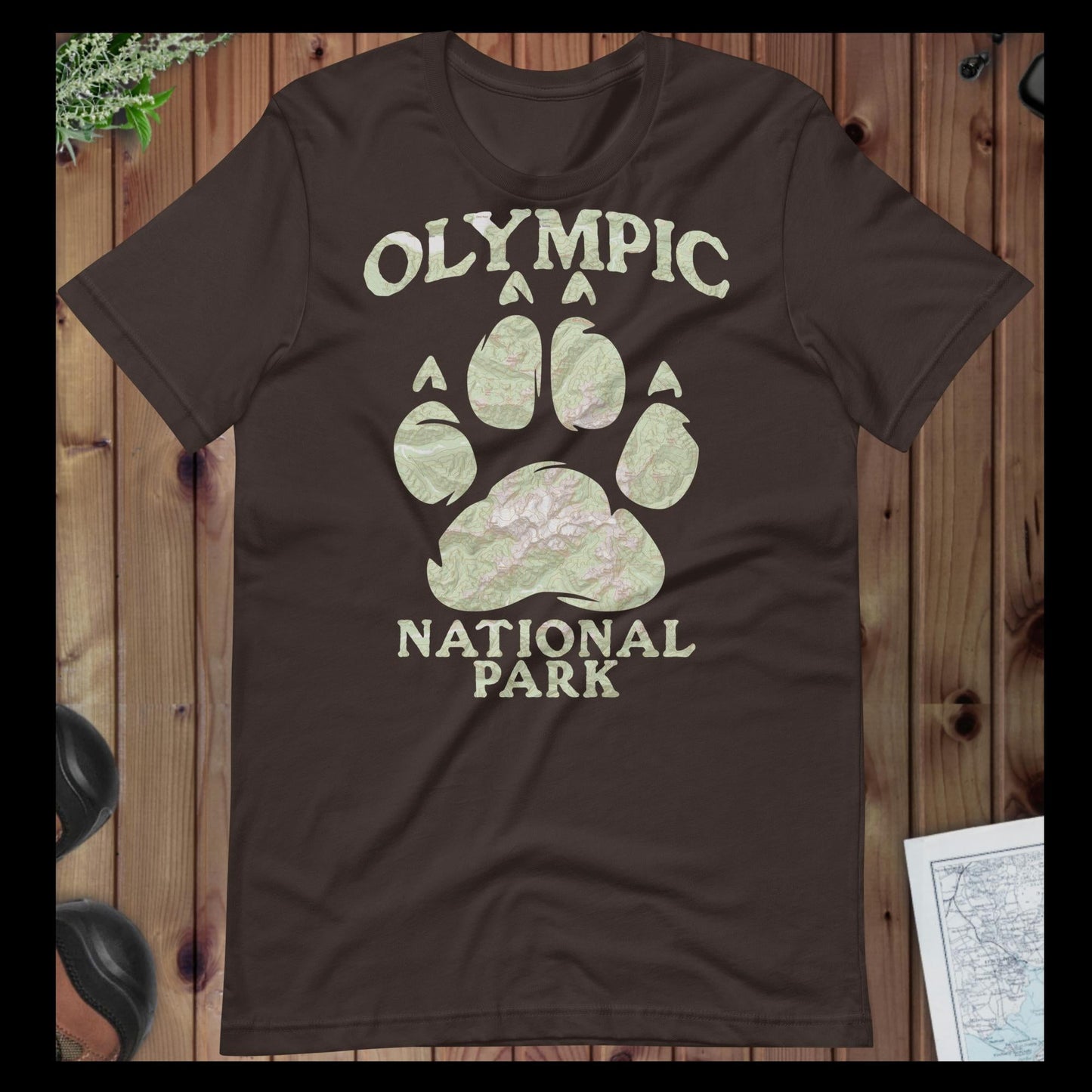 Olympic Bear Paw national park topo t-shirt detail or alternate product view