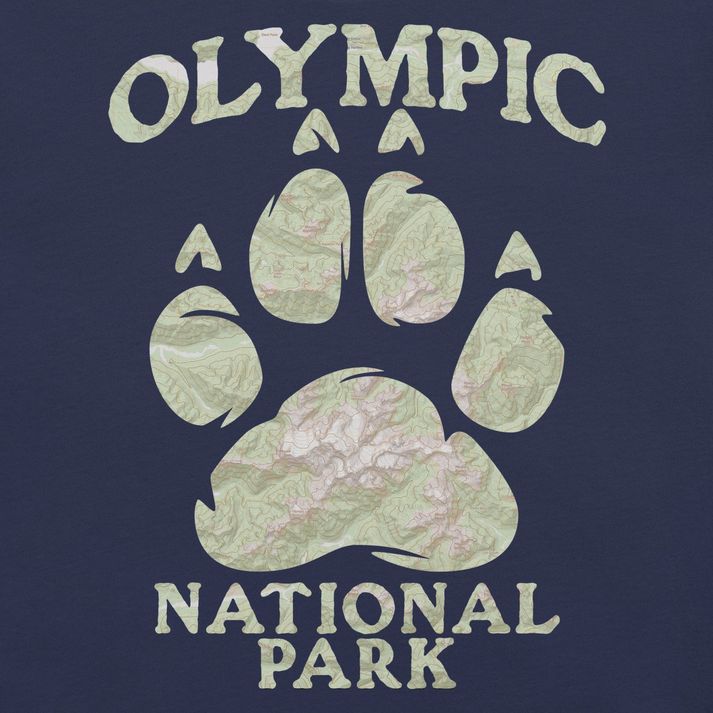 Olympic Bear Paw national park topo t-shirt alternate apparel color or product angle