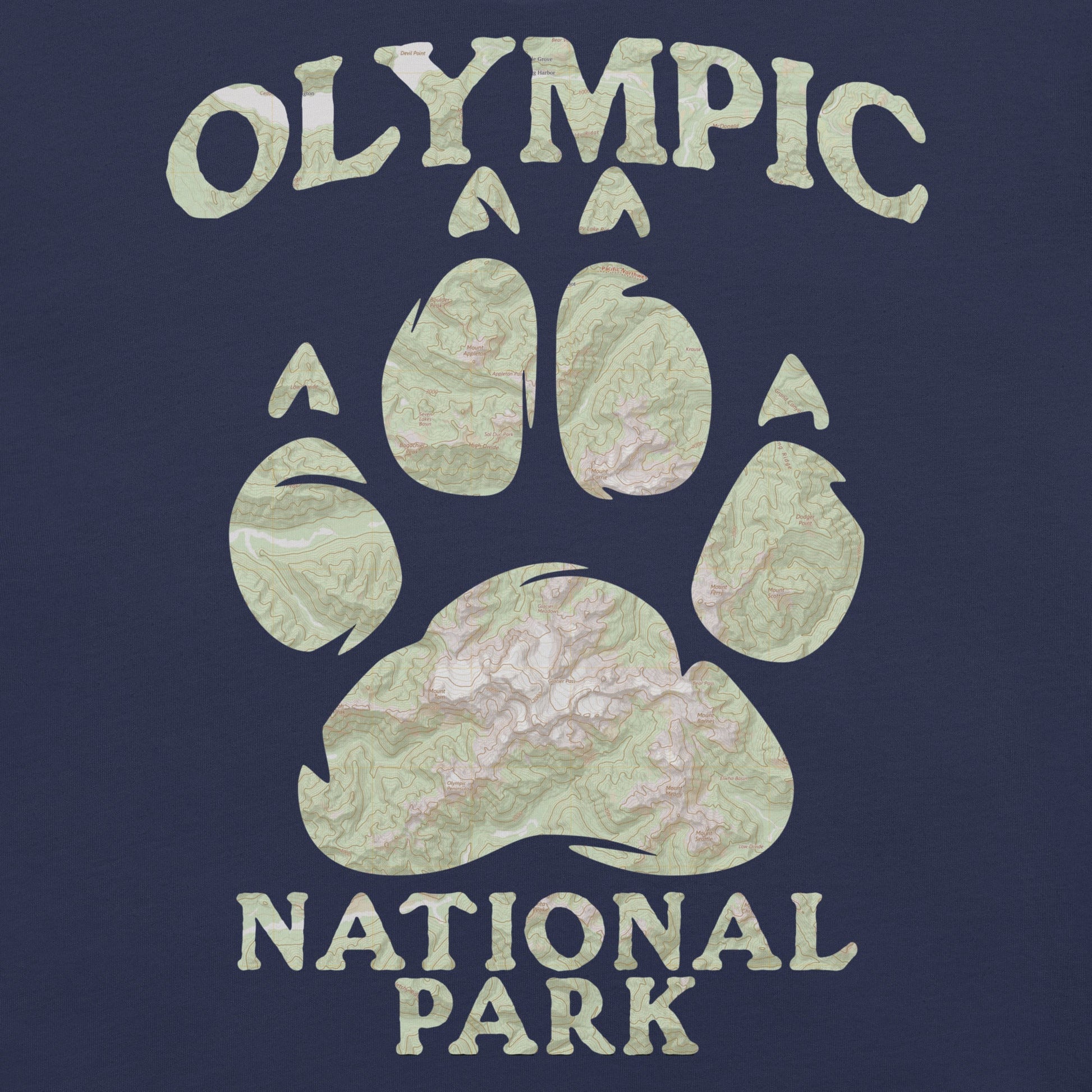 Olympic Bear Paw national park topo t-shirt alternate apparel color or product angle