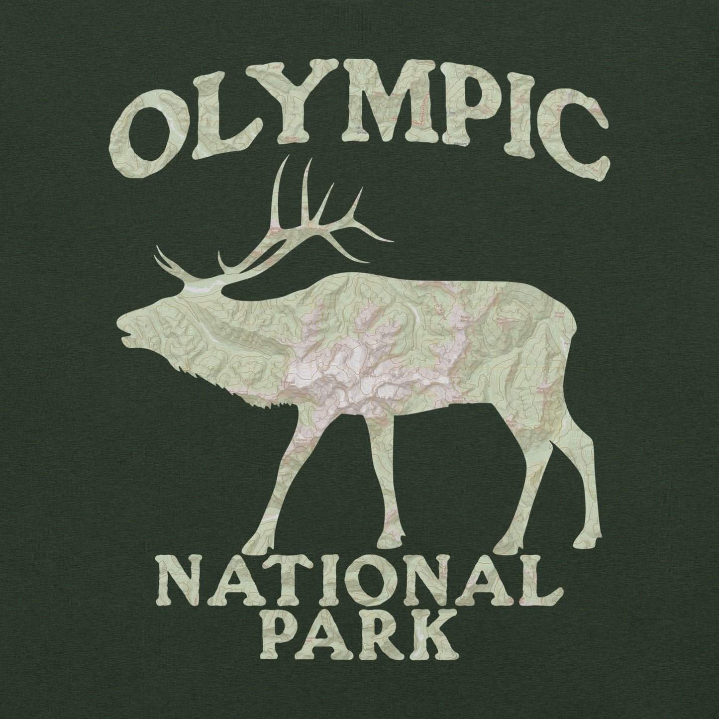 Olympic Elk Topo T-shirt - Parks Apparel