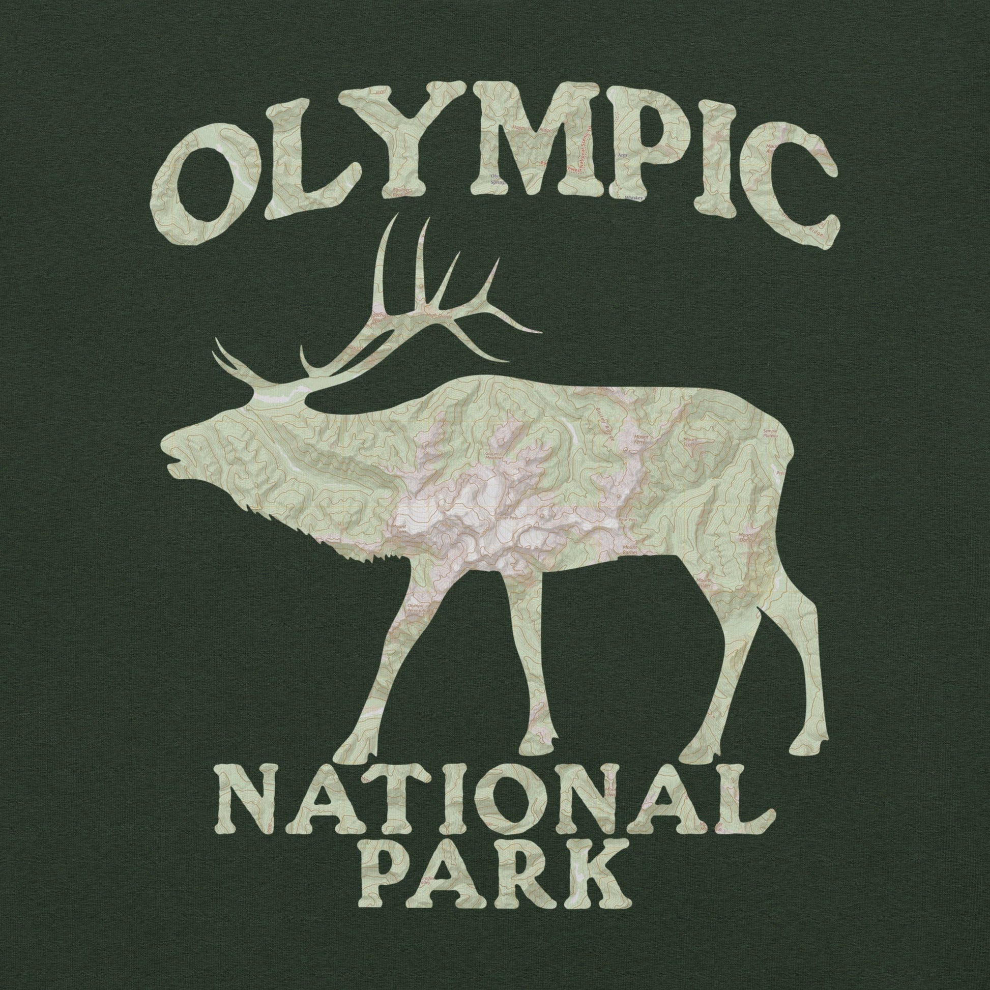 Olympic Elk Topo T-shirt - Parks Apparel