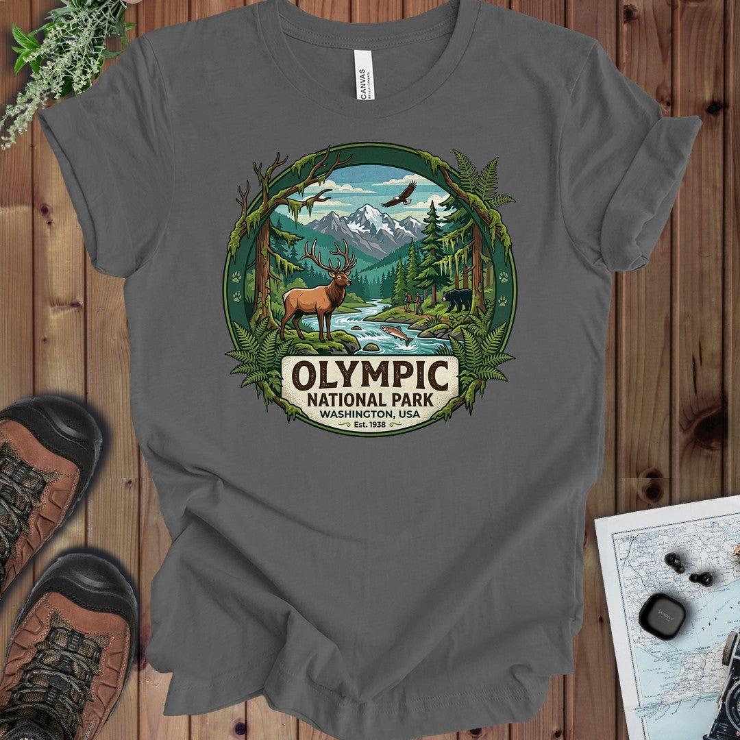 Olympic National Park Kids Graphic T-Shirt in Asphalt