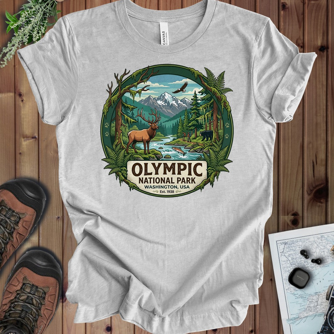 Olympic National Park Kids Graphic T-Shirt in Athletic Heather