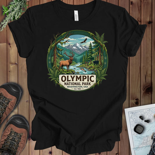 Olympic National Park Kids Graphic T-Shirt in Black
