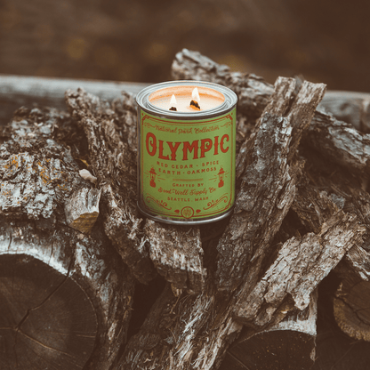 Olympic National Park evergreen cypress eucalyptus smoke candle shown from alternate product angle