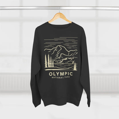 Olympic National Park coastal line art crewneck sweatshirt shown in lifestyle or modeled setting