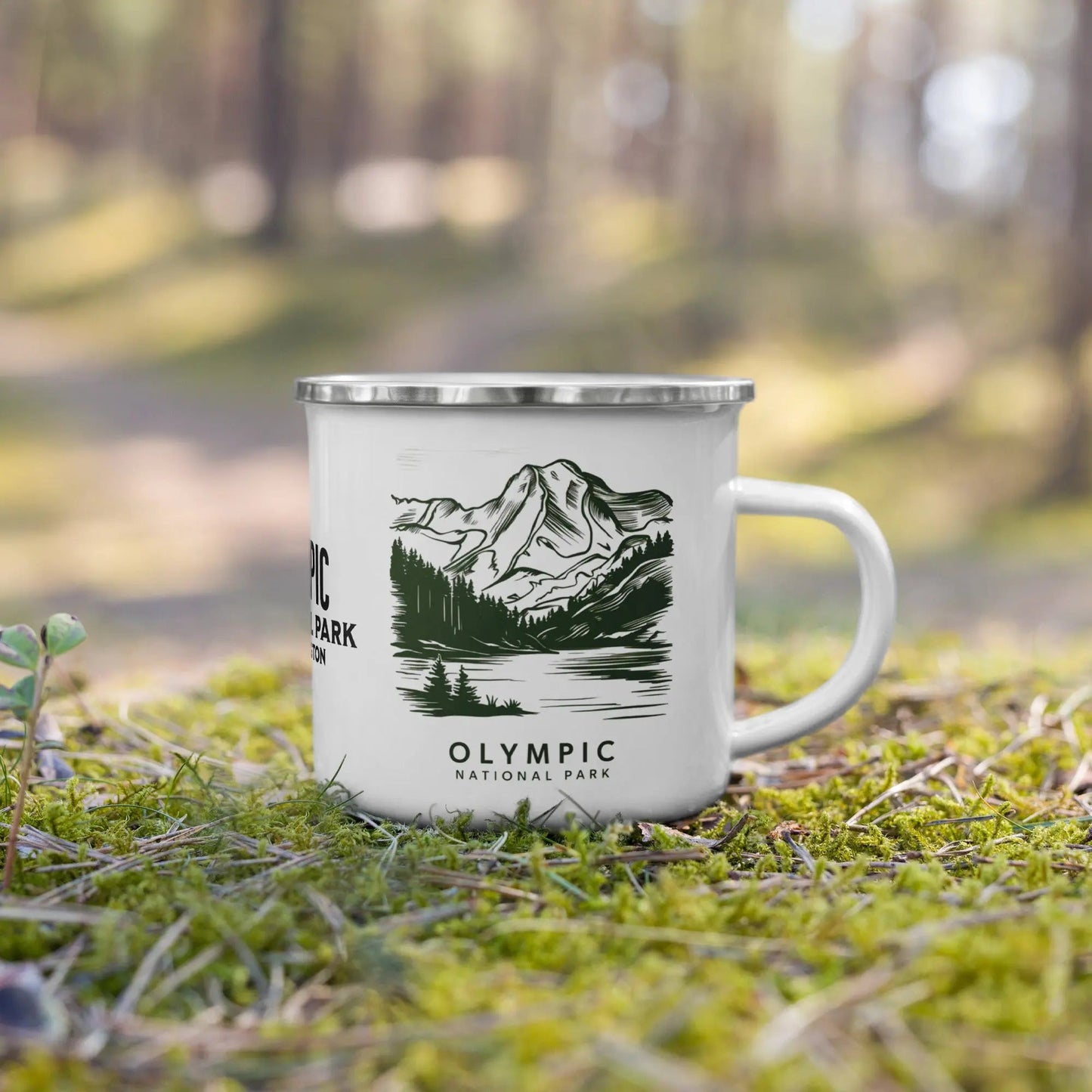 Olympic National Park durable enamel camp mug showing design detail or product variation