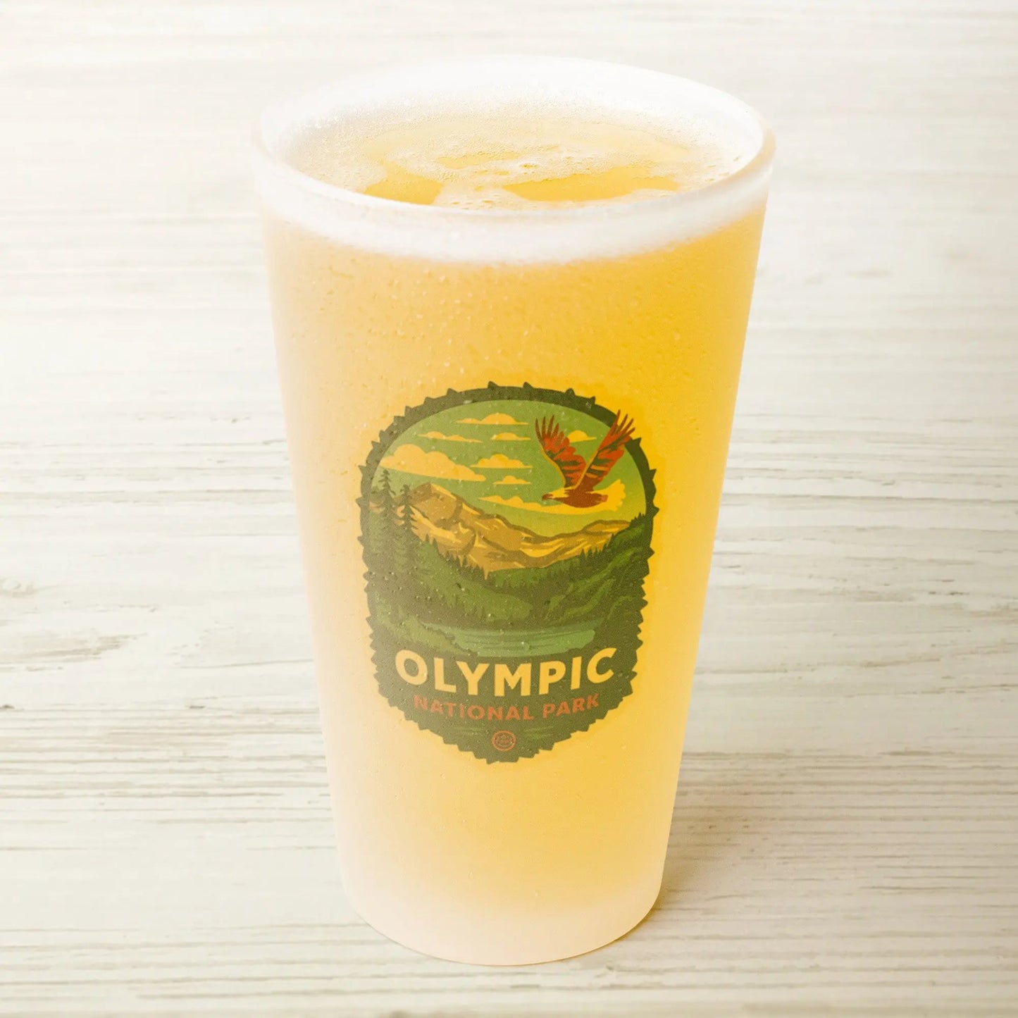 Olympic National Park Frosted Pint Glass Eagle Flying Over - Parks ApparelDrinkware