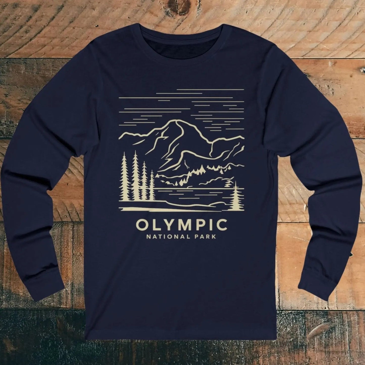 Olympic National Park Long Sleeve T-Shirt Mountain Lines - Parks ApparelLong - sleeve