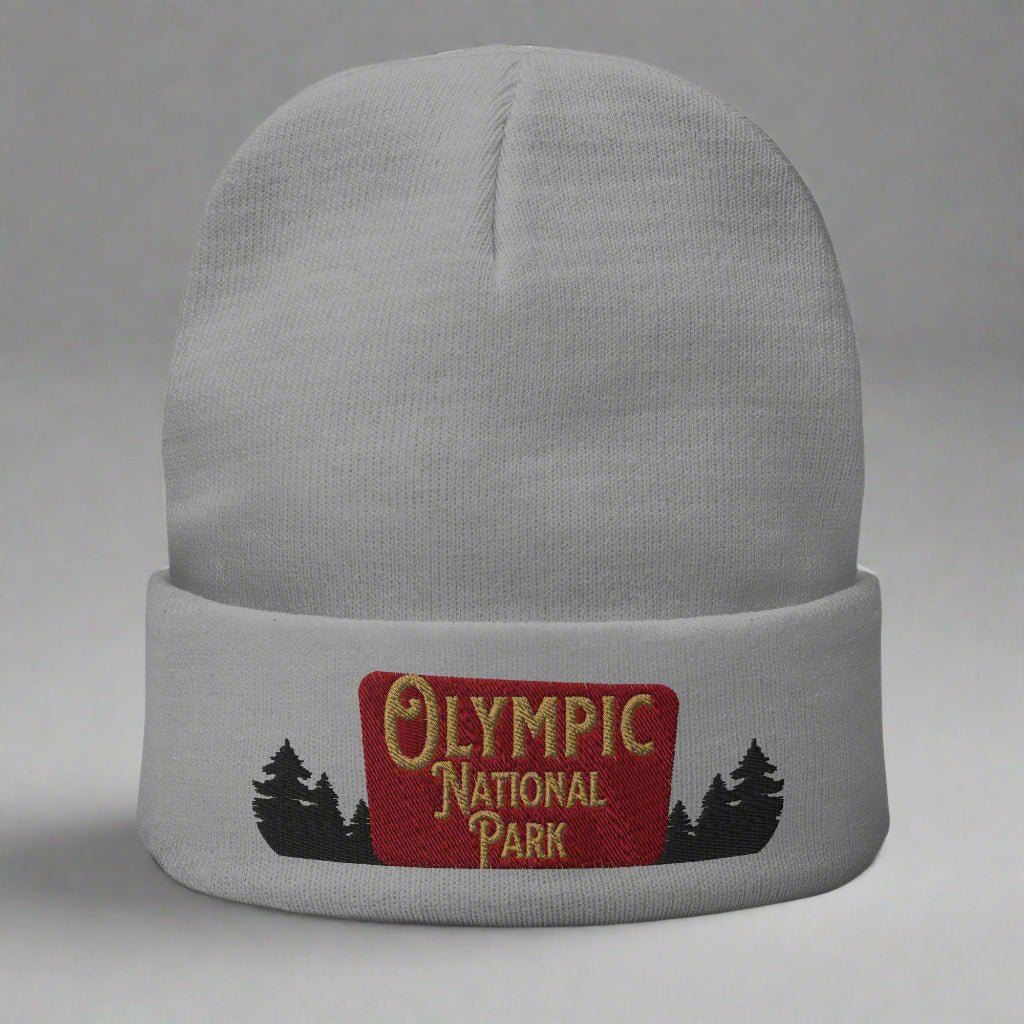 Olympic National Park sign embroidered beanie alternate product angle