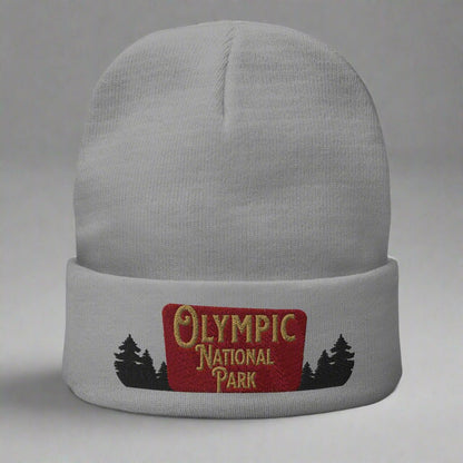 Olympic National Park sign embroidered beanie alternate product angle