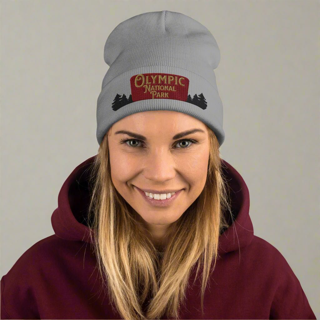 Olympic National Park sign embroidered beanie alternate product angle