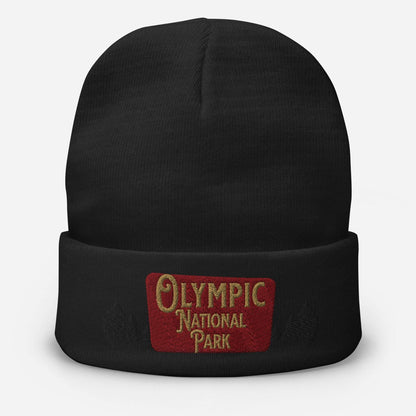 Olympic National Park sign embroidered beanie detail or alternate product view