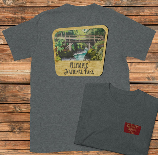 Olympic National Park sign embroidered unisex t-shirt primary product view