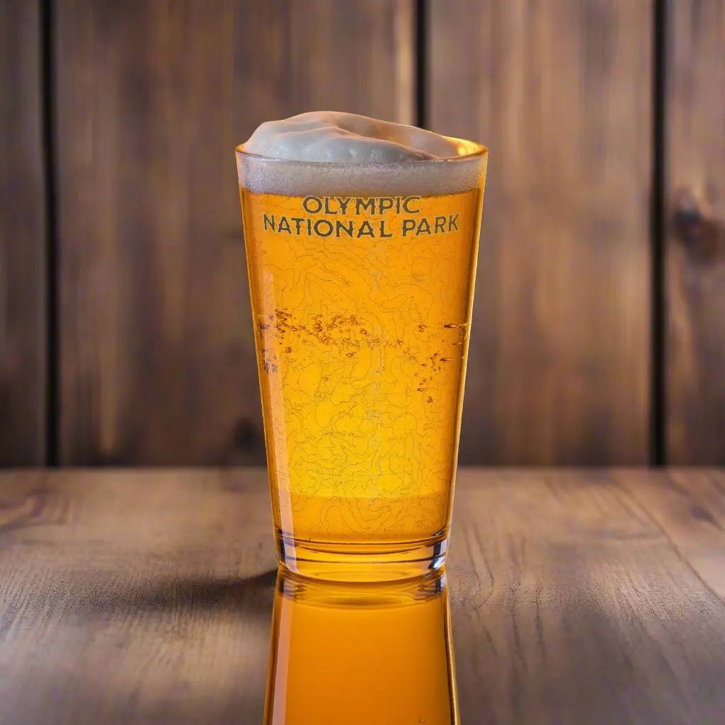 Olympic National Park Topographic Pint Glass Real USGS Topo Map - Parks Apparelpint glass