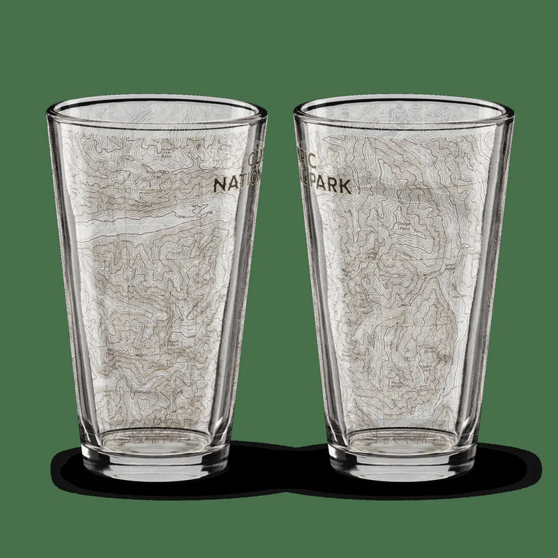 Olympic National Park Topographic Pint Glass Real USGS Topo Map - Parks Apparelpint glass