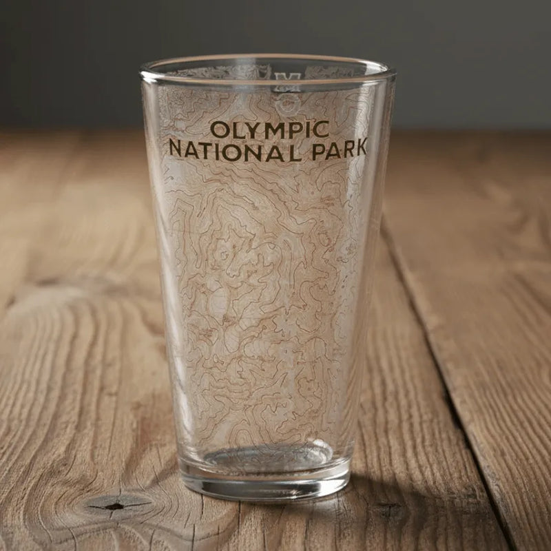 Olympic National Park Topographic Pint Glass Real USGS Topo Map - Parks Apparelpint glass