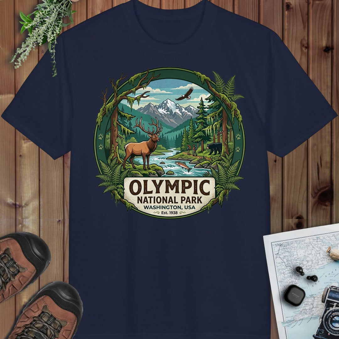 Olympic National Park Emblem Performance T-Shirt in Navy