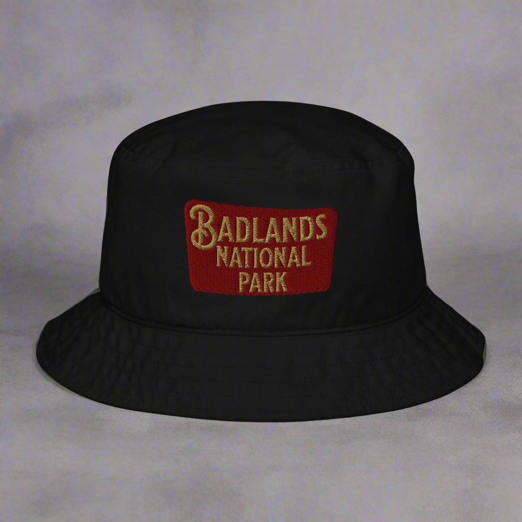 Badlands National Park Embroidered Organic Bucket Hat hat Park Service Apparel Black