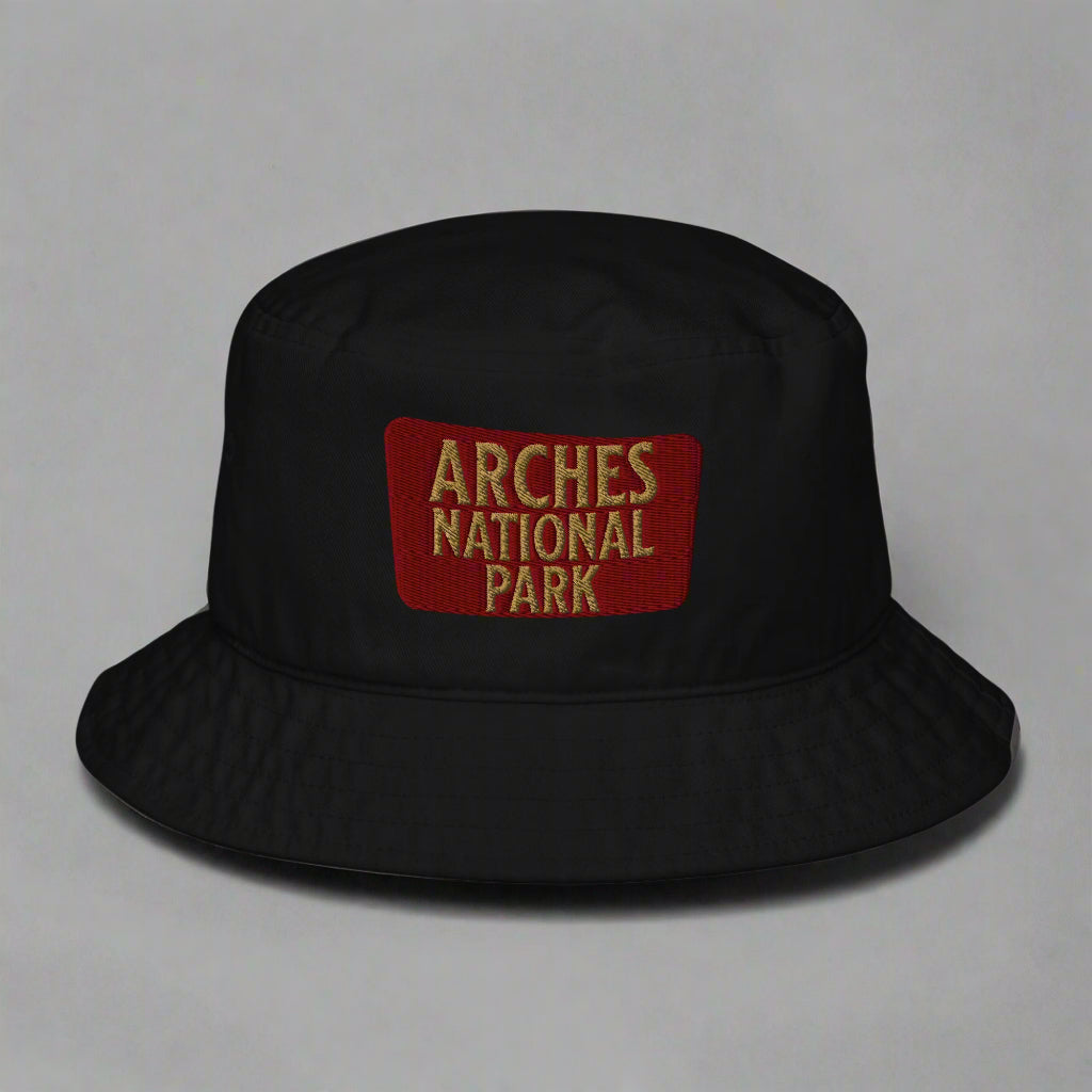Arches National Park Embroidered Organic Bucket Hat hat Park Service Apparel Black