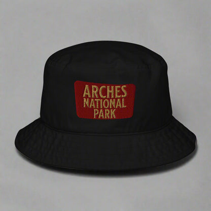 Arches National Park Embroidered Organic Bucket Hat hat Park Service Apparel Black