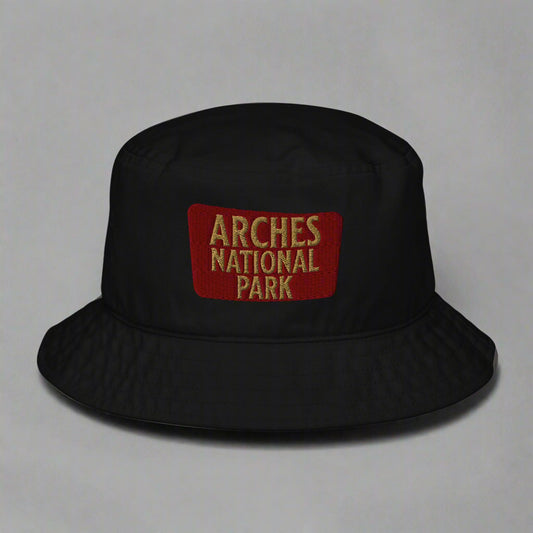 Arches National Park Embroidered Organic Bucket Hat hat Park Service Apparel Black