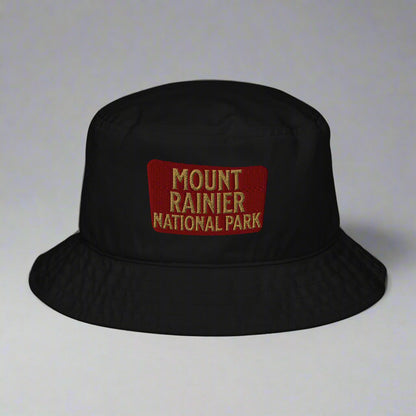 Mount Rainier National Park Sign Organic Bucket Hat hat Park Service Apparel Black