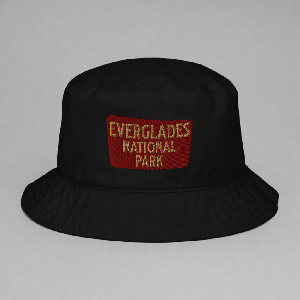 Everglades National Park Sign Organic Bucket Hat hat Park Service Apparel Black
