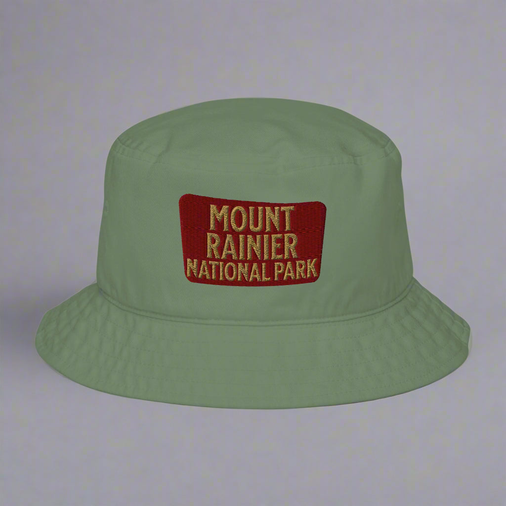 Mount Rainier National Park Sign Organic Bucket Hat hat Park Service Apparel Moss