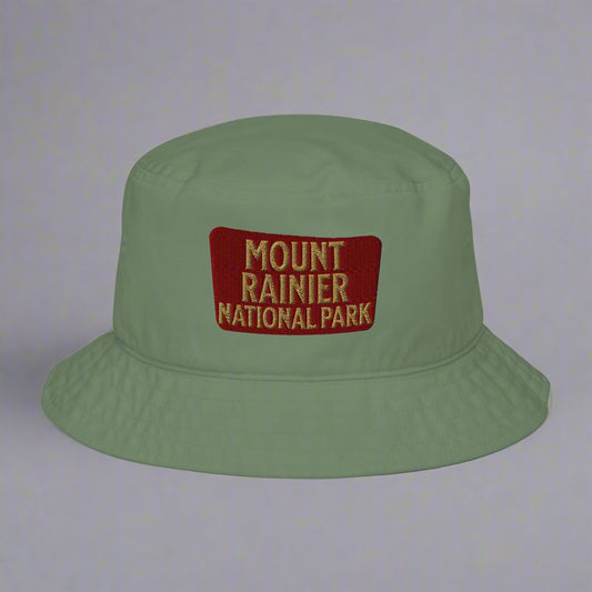Mount Rainier National Park Sign Organic Bucket Hat hat Park Service Apparel Moss