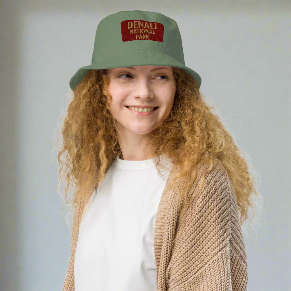 Denali National Park Sign Organic Embroidered Bucket Hat hat Park Service Apparel