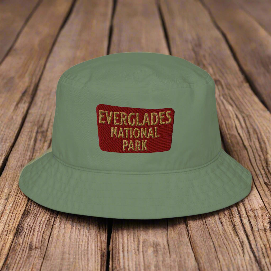 Everglades National Park Sign Organic Bucket Hat hat Park Service Apparel Moss