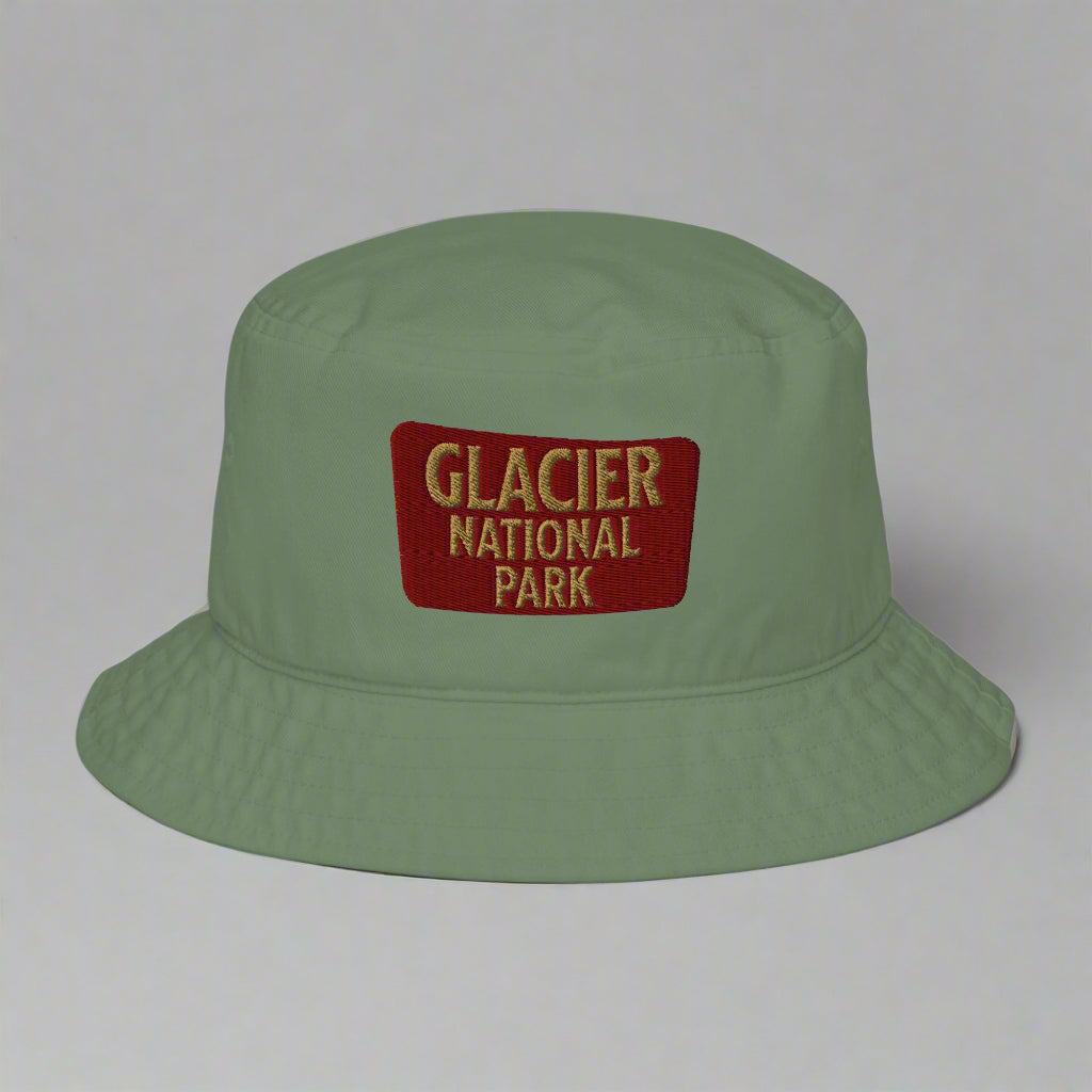Glacier National Park Sign Organic Embroidered Bucket Hat hat Park Service Apparel Dill