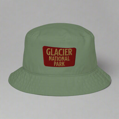 Glacier National Park Sign Organic Embroidered Bucket Hat hat Park Service Apparel Dill