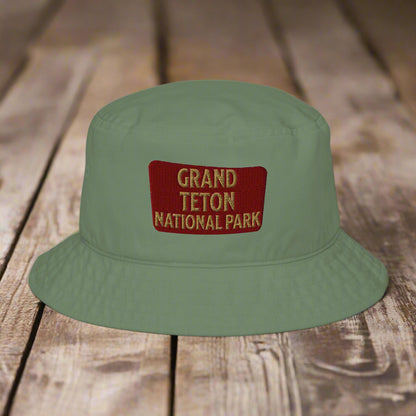 Grand Teton National Park Organic Embroidered Bucket Hat Headwear Park Service Apparel Moss
