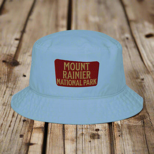 Mount Rainier National Park Sign Organic Bucket Hat hat Park Service Apparel Slate Blue