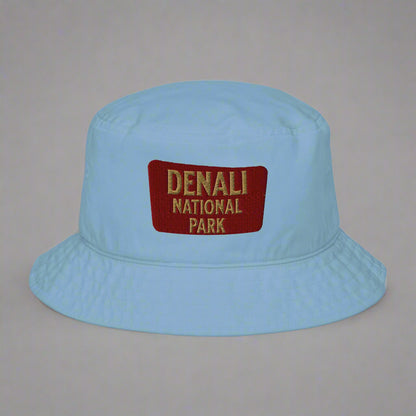 Denali National Park Sign Organic Embroidered Bucket Hat hat Park Service Apparel Slate Blue