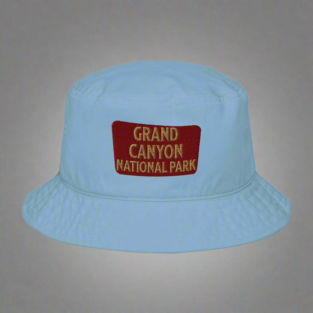 Grand Canyon National Park Sign Embroidered Organic Bucket Hat hat Park Service Apparel Slate Blue