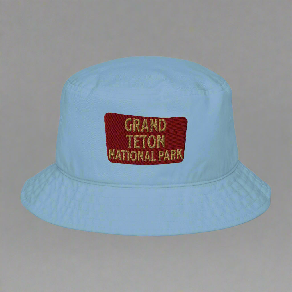 Grand Teton National Park Organic Embroidered Bucket Hat Headwear Park Service Apparel Slate Blue