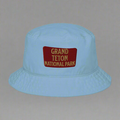 Grand Teton National Park Organic Embroidered Bucket Hat Headwear Park Service Apparel Slate Blue