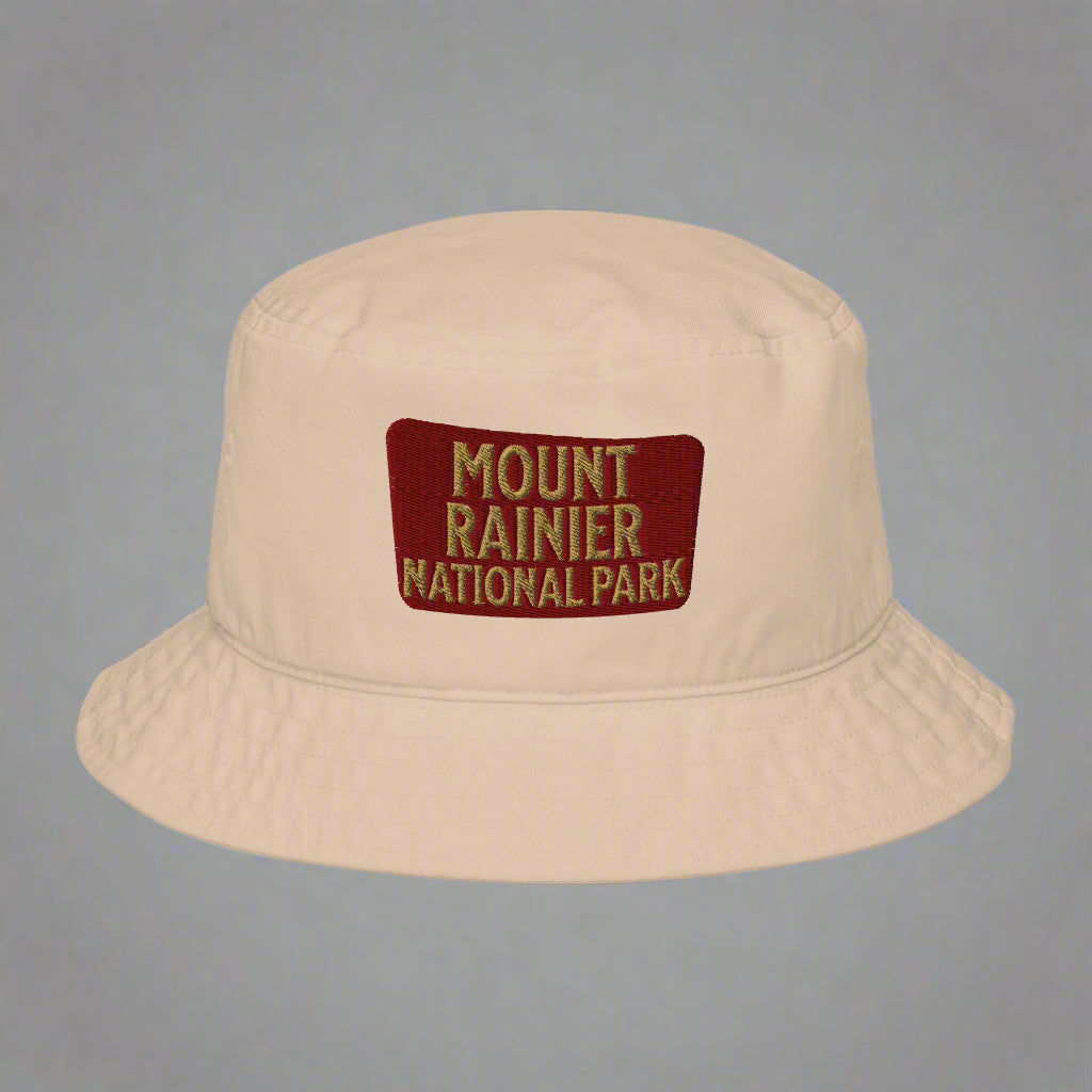 Mount Rainier National Park Sign Organic Bucket Hat hat Park Service Apparel Stone