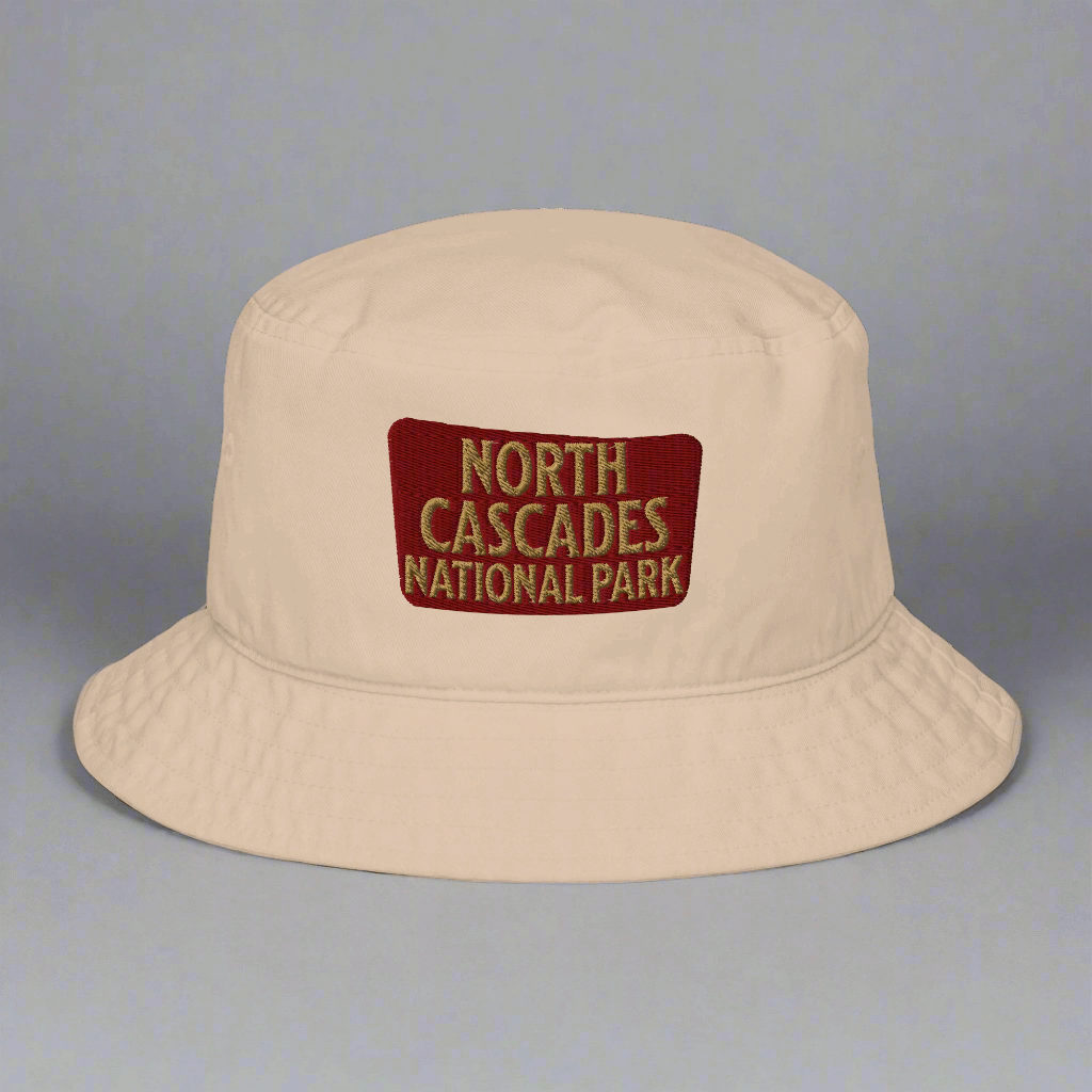 North Cascades National Park Organic Embroidered Bucket Hat Park Service Apparel Stone