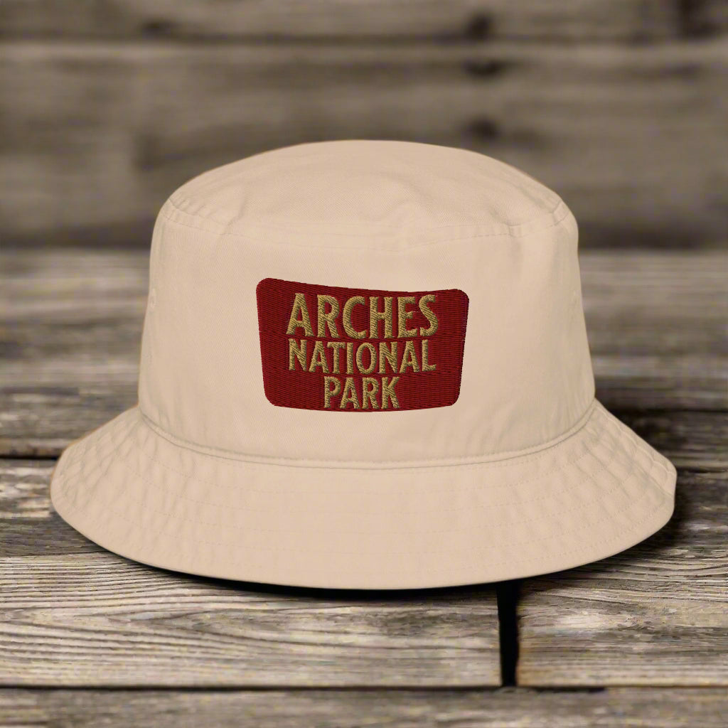 Arches National Park Embroidered Organic Bucket Hat hat Park Service Apparel Stone