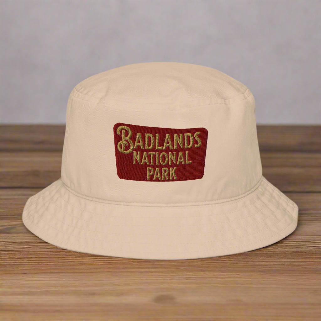 Badlands National Park Embroidered Organic Bucket Hat hat Park Service Apparel Stone