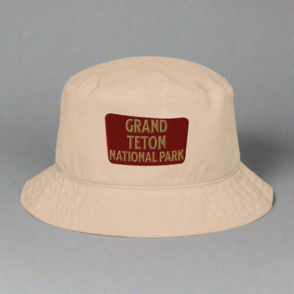 Grand Teton National Park Organic Embroidered Bucket Hat Headwear Park Service Apparel Stone