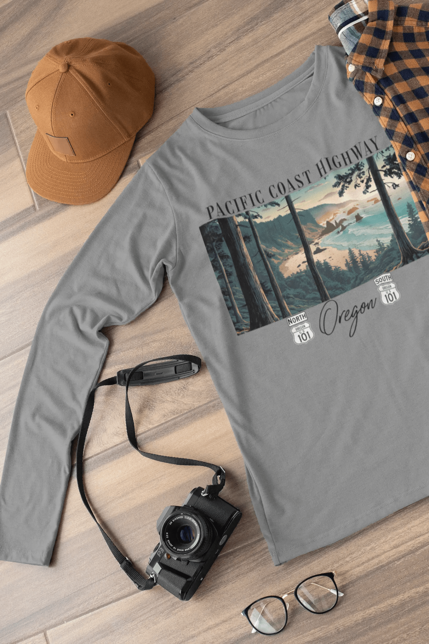 Pacific Coast Highway Oregon Long Sleeve T-shirt Highway 101 - Parks ApparelLong - sleeve