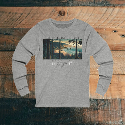 Pacific Coast Highway Oregon Long Sleeve T-shirt Highway 101 - Parks ApparelLong - sleeve